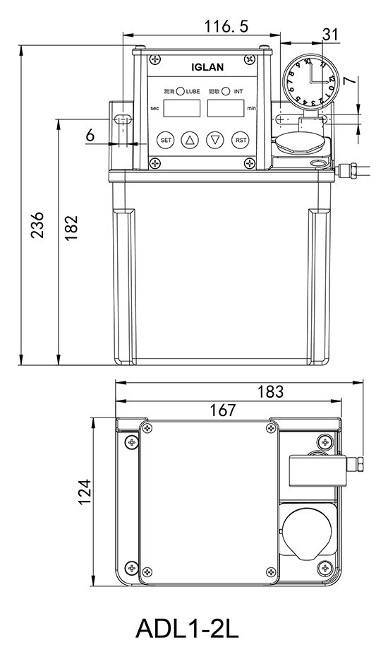 ADL-2L-数显控制安装尺寸